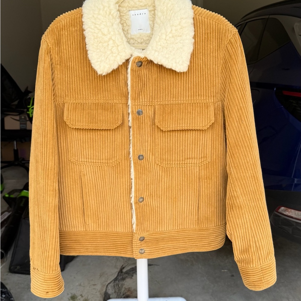Sandro Tan and Cream Corduroy Jacket